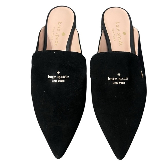 kate spade Shoes - kate spade Black Pointed Toe Suede Mules